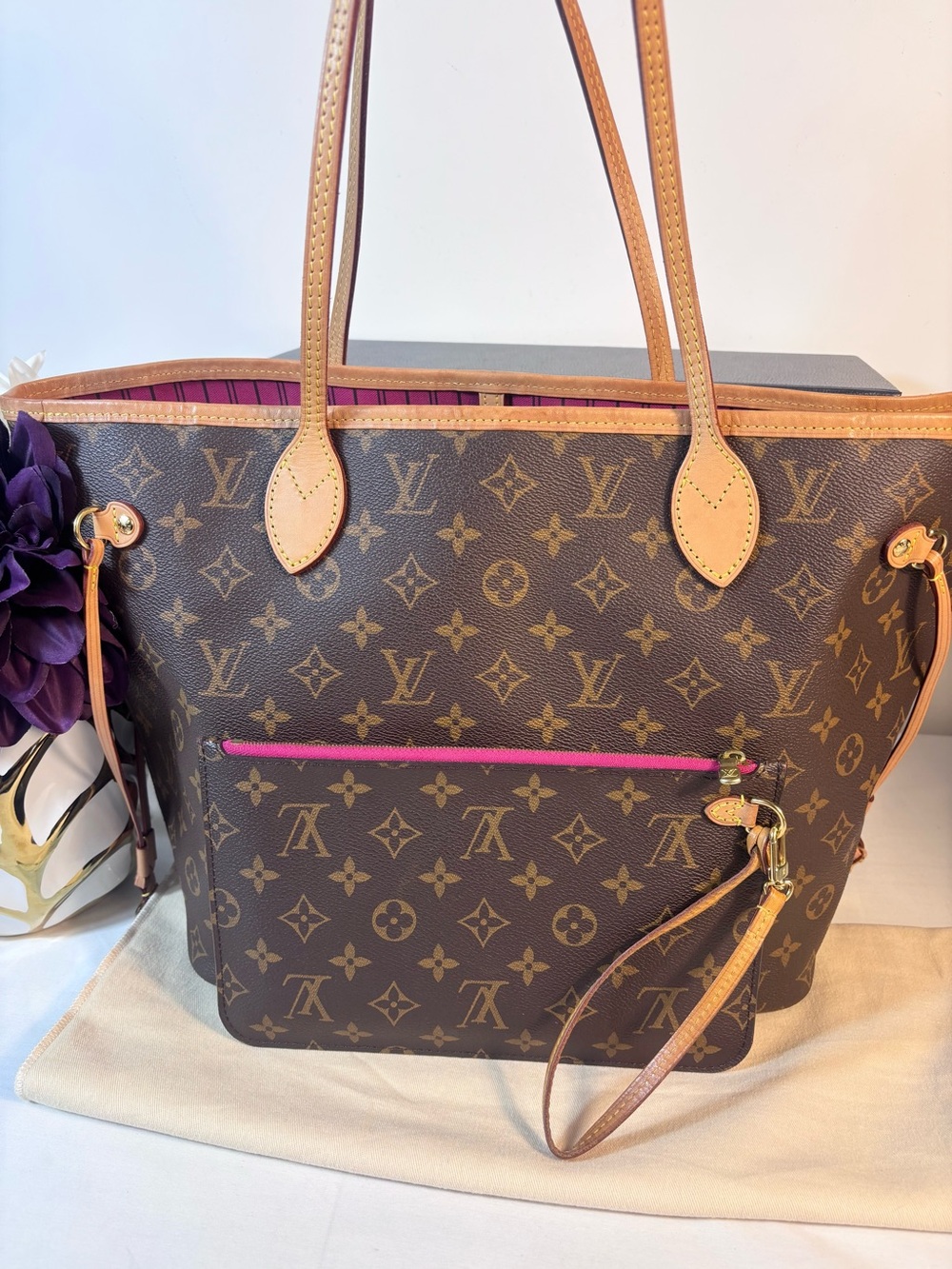Beautiful Louis Vuitton Neverfull Mm Peony
